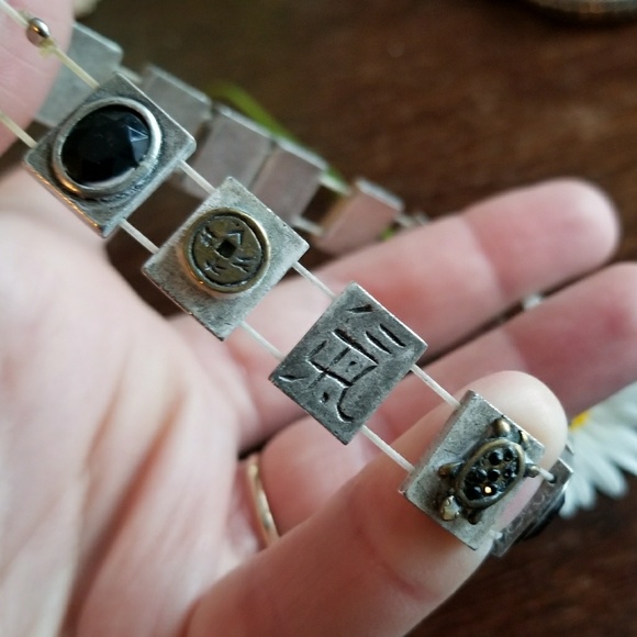 Relisted - Mystical symbols and animals panel bracelet silver - Picture 2 of 6